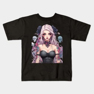 Ethereal Despair Heart of an Emo Goth Anime Girl Kids T-Shirt